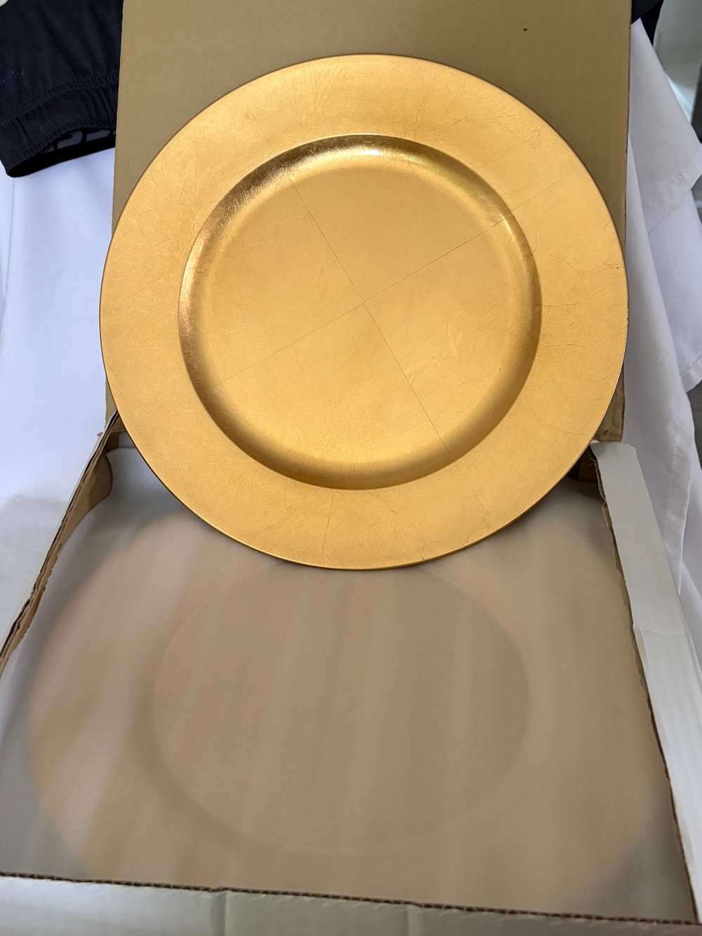 *VINTAGE* 1997 Lacquer Wear/Charger Plates ~ Brushed Gold ~2 Sets of 4 ~ NIB